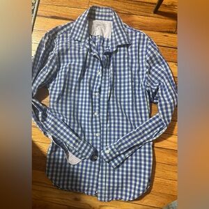 Banana Republic Shirt Mens Small Grant Slim Fit Stretch Poplin Plaid Dress Shirt